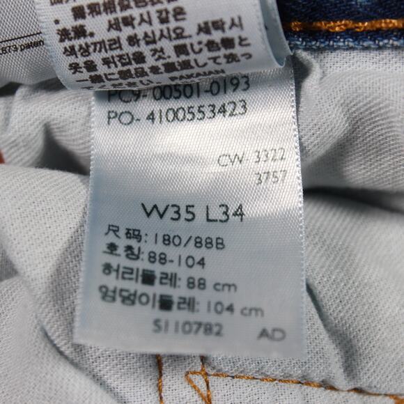 Levis Jeans Mens 35x34 Blue Straight Leg Classic 100 Cotton - Picture 5 of 11